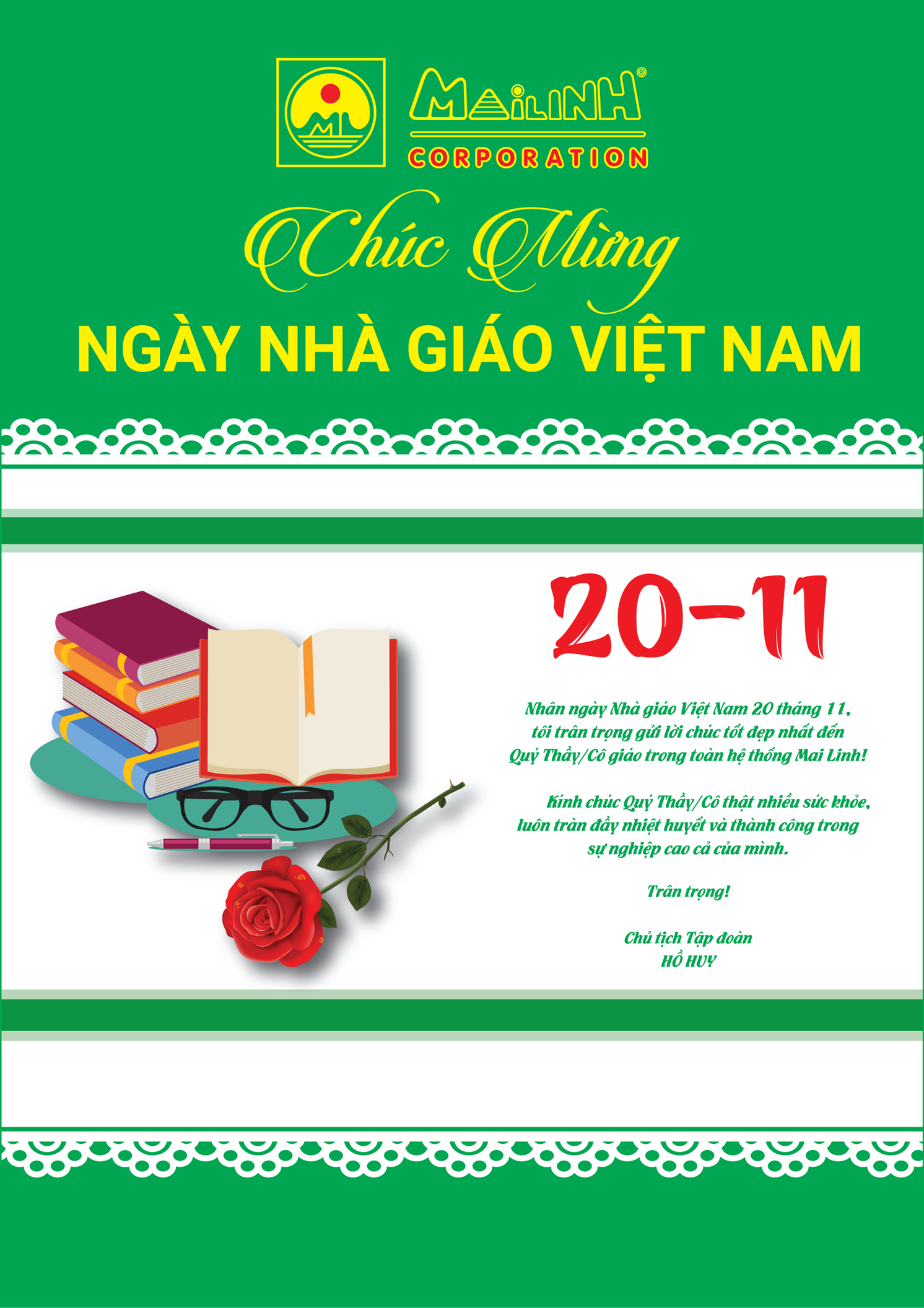 Thư Chúc Mừng Ngày Nhà Giáo Việt Nam 20/11 Của Chủ Tịch Hđqt, Chủ Tịch Tập  Đoàn Mai Linh